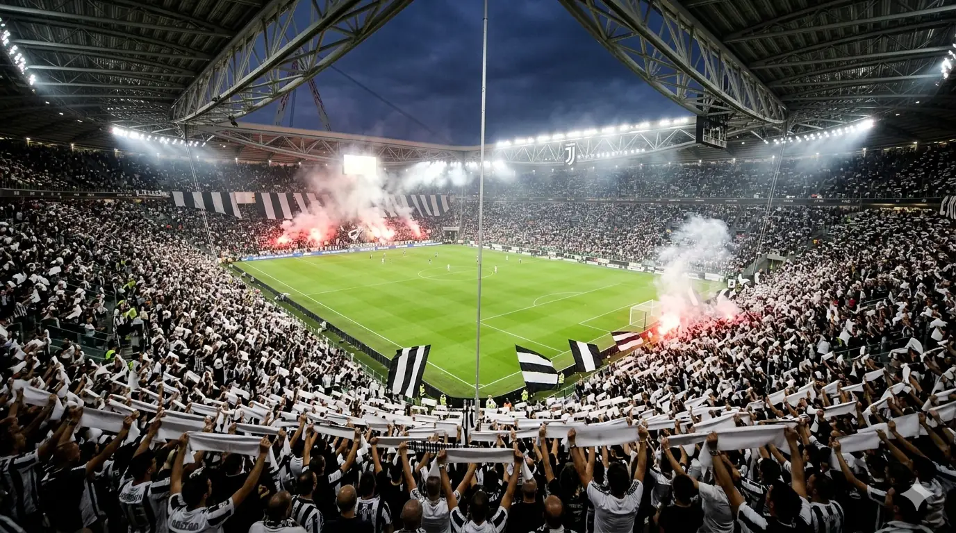Allianz Stadium packed with fans on matchday, home of Juventus.