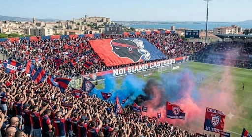 Cagliari vs SS Lazio at the Unipol Domus, Cagliari, Sardinia, Serie A.