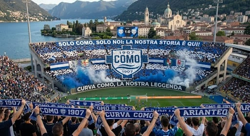 Como vs SS Lazio allo Stadio Giuseppe Sinigaglia, Lago di Como, Serie A.