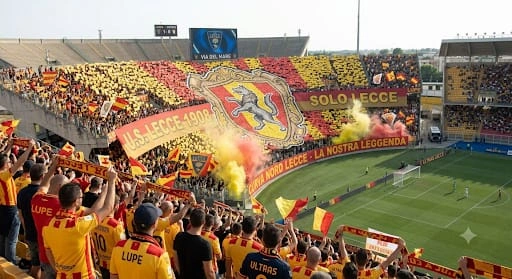 Lecce vs Bologna FC at the Stadio Via del Mare, Lecce, Serie A.